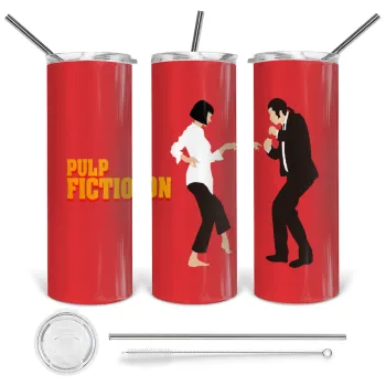 Pulp Fiction dancing, Tumbler stainless steel 600ml, with metal straw & cleaning brush