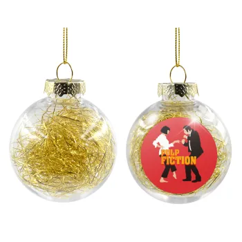 Pulp Fiction dancing, Transparent Christmas tree ball ornament with gold filling 8cm