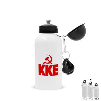 ΚΚΕ, Metal water bottle, White, aluminum 500ml