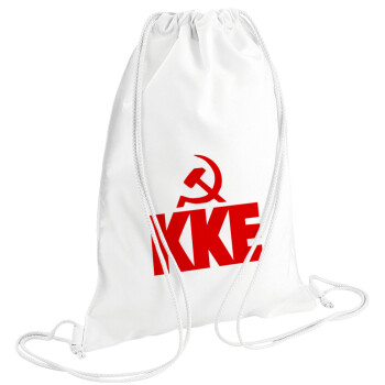 ΚΚΕ, Τσάντα πλάτης πουγκί GYMBAG λευκή (28x40cm)