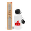 Easter Set, metallic aluminum water bottle (500ml) & aromatic flat Easter candle (30cm) (GRAY)