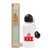 Easter Set, metallic aluminum water bottle (500ml) & scented flat candle (30cm) (TURQUOISE)