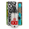 Easter Set, metallic silver aluminum water bottle (500ml) & scented flat Easter candle (30cm) (TURQUOISE)