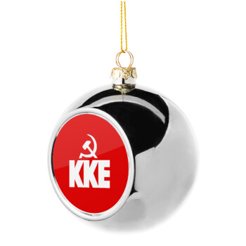 ΚΚΕ, Silver 8cm Christmas tree ball ornament