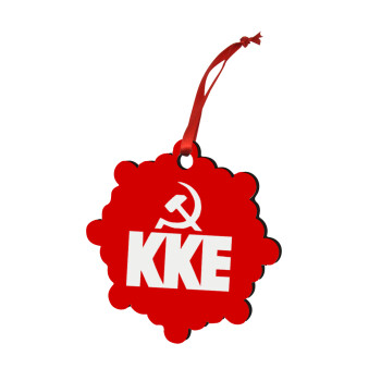 ΚΚΕ, Christmas ornament snowflake wooden 7.5cm