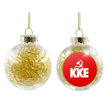 ΚΚΕ, Transparent Christmas tree ball ornament with gold filling 8cm