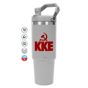 ΚΚΕ, GREY Travel Tumbler with Handle 890ml