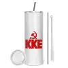 Tumbler ποτήρι θερμό από ανοξείδωτο ατσάλι 600ml, με μεταλλικό καλαμάκι & βούρτσα καθαρισμού