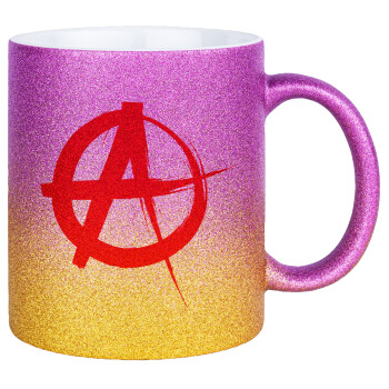 Anarchy, Κούπα Χρυσή/Ροζ Glitter, κεραμική, 330ml