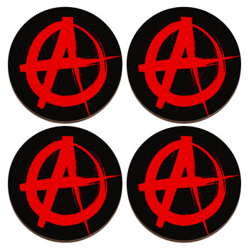 Anarchy, ΣΕΤ x4 Σουβέρ ξύλινα στρογγυλά plywood (9cm)