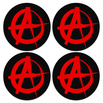 Anarchy, SET of 4 round wooden coasters (9cm)