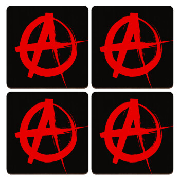 Anarchy, ΣΕΤ x4 Σουβέρ ξύλινα τετράγωνα plywood (9cm)