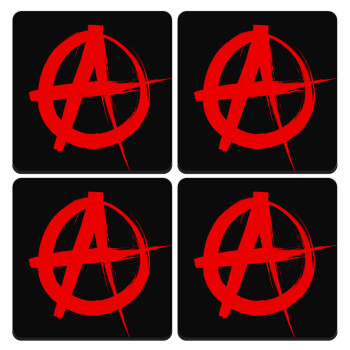 Anarchy, ΣΕΤ 4 Σουβέρ ξύλινα τετράγωνα (9cm)