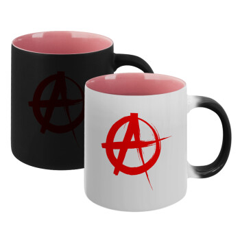 Anarchy, Κούπα Μαγική εσωτερικό ΡΟΖ, κεραμική 330ml που αλλάζει χρώμα με το ζεστό ρόφημα