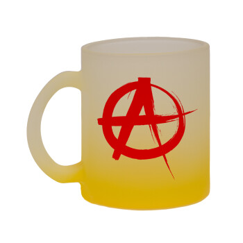 Anarchy, Κούπα γυάλινη δίχρωμη με βάση το κίτρινο ματ, 330ml