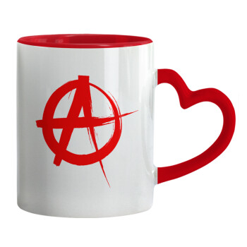 Anarchy, Κούπα καρδιά χερούλι κόκκινη, κεραμική, 330ml