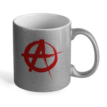 Anarchy, Κούπα Ασημένια Glitter που γυαλίζει, κεραμική, 330ml