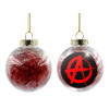Transparent Christmas tree ball ornament with red filling 8cm