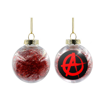 Anarchy, Χριστουγεννιάτικη μπάλα δένδρου διάφανη με κόκκινο γέμισμα 8cm
