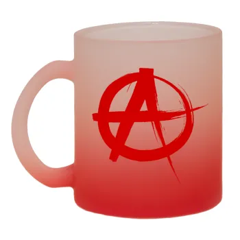 Anarchy, Κούπα γυάλινη δίχρωμη με βάση το κόκκινο ματ, 330ml