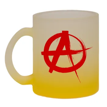 Anarchy, Κούπα γυάλινη δίχρωμη με βάση το κίτρινο ματ, 330ml