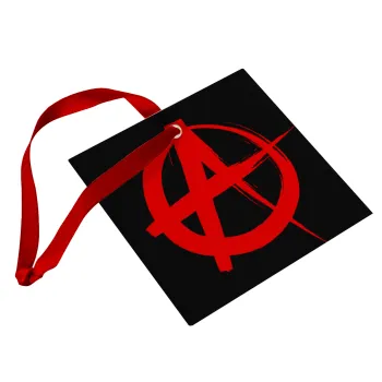Anarchy, Στολίδι Χριστουγεννιάτικο στολίδι γυάλινο τετράγωνο 9x9cm