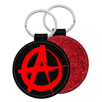 Anarchy, Μπρελόκ Δερματίνη, στρογγυλό ΚΟΚΚΙΝΟ (5cm)