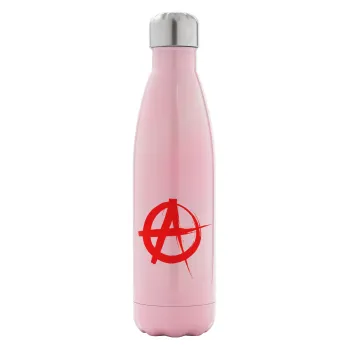 Anarchy, Μεταλλικό παγούρι θερμός Ροζ Ιριδίζον (Stainless steel), διπλού τοιχώματος, 500ml