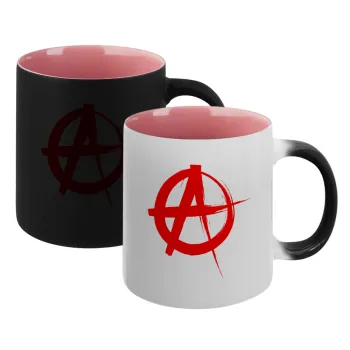 Anarchy, Κούπα Μαγική εσωτερικό ΡΟΖ, κεραμική 330ml που αλλάζει χρώμα με το ζεστό ρόφημα