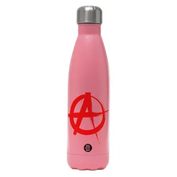 Anarchy, Μεταλλικό παγούρι θερμός Ροζ Ματ (Stainless steel), διπλού τοιχώματος, 500ml