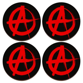 Anarchy, ΣΕΤ x4 Σουβέρ ξύλινα στρογγυλά plywood (9cm)