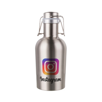 Instagram, Μεταλλικό παγούρι Inox (Stainless steel) με καπάκι ασφαλείας 1L