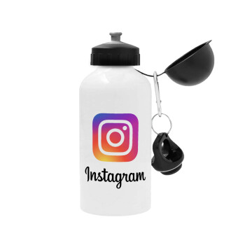 Instagram, Metal water bottle, White, aluminum 500ml