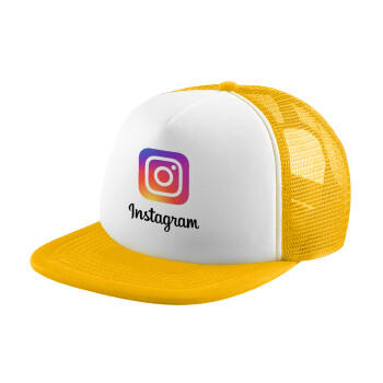 Instagram, Καπέλο παιδικό Soft Trucker με Δίχτυ ΚΙΤΡΙΝΟ/ΛΕΥΚΟ (POLYESTER, ΠΑΙΔΙΚΟ, ONE SIZE)