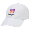 Instagram, Καπέλο ενηλίκων Jockey Λευκό (snapback, 5-φύλλο, unisex)