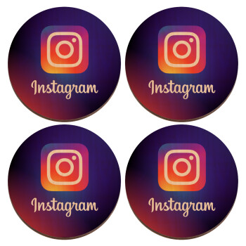 Instagram, ΣΕΤ x4 Σουβέρ ξύλινα στρογγυλά plywood (9cm)