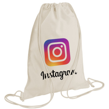 Instagram, Τσάντα πλάτης πουγκί GYMBAG natural (28x40cm)