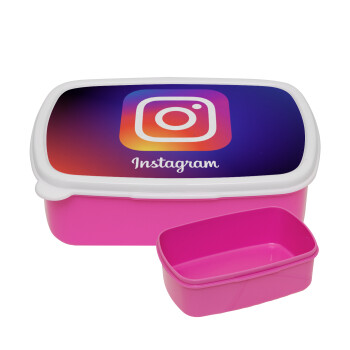 Instagram, ΡΟΖ παιδικό δοχείο φαγητού (lunchbox) πλαστικό (BPA-FREE) Lunch Βox M18 x Π13 x Υ6cm