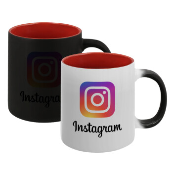 Instagram, Κούπα Μαγική εσωτερικό κόκκινο, κεραμική, 330ml που αλλάζει χρώμα με το ζεστό ρόφημα (1 τεμάχιο)