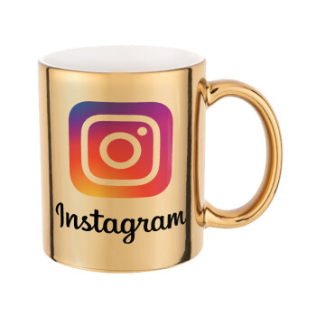 Instagram, Κούπα κεραμική, χρυσή καθρέπτης, 330ml