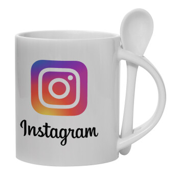 Instagram, Κούπα, κεραμική με κουταλάκι, 330ml (1 τεμάχιο)
