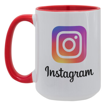 Instagram, Κούπα Mega 15oz, κεραμική Κόκκινη, 450ml