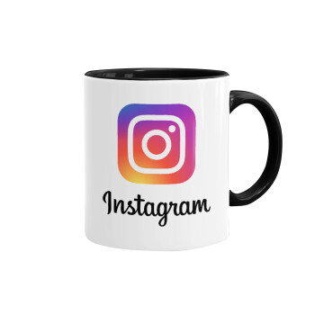 Instagram, Κούπα χρωματιστή μαύρη, κεραμική, 330ml