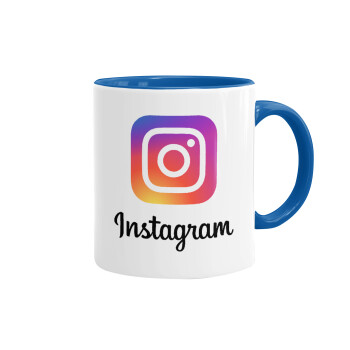 Instagram, Κούπα χρωματιστή μπλε, κεραμική, 330ml