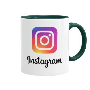 Instagram, Κούπα χρωματιστή πράσινη, κεραμική, 330ml