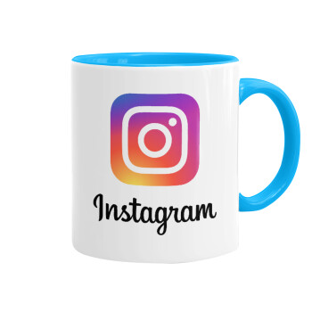 Instagram, Κούπα χρωματιστή γαλάζια, κεραμική, 330ml