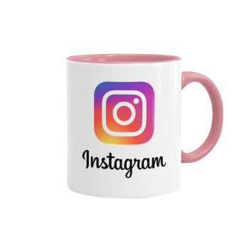Instagram, Κούπα χρωματιστή ροζ, κεραμική, 330ml