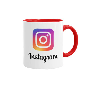 Instagram, Κούπα χρωματιστή κόκκινη, κεραμική, 330ml