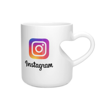 Instagram, Κούπα καρδιά λευκή, κεραμική, 330ml