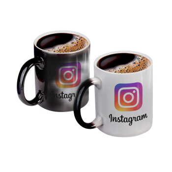 Instagram, Color changing magic Mug, ceramic, 330ml when adding hot liquid inside, the black colour desappears (1 pcs)